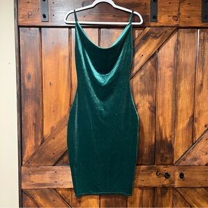 E.L.H. Studio green sparkle bodycon scoop neck dress